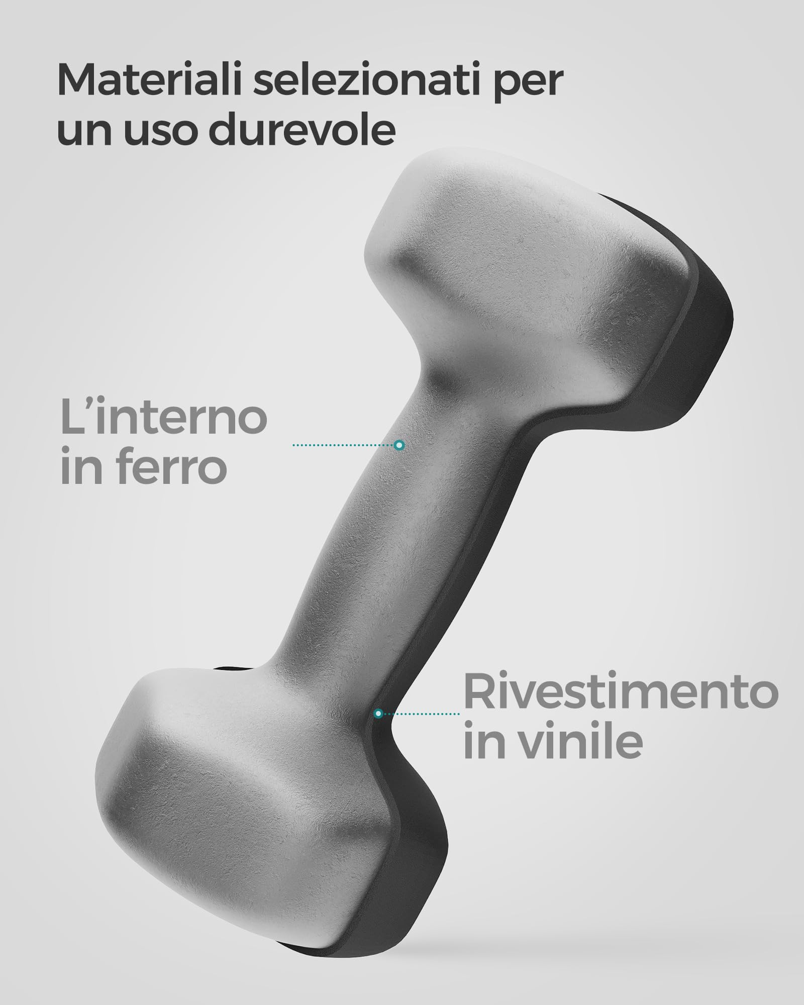 SONGMICS Set di 2 manubri, manubri corti, esagonali, rivestimento in neoprene, allenamento della forza, allenamento, fitness, per la casa