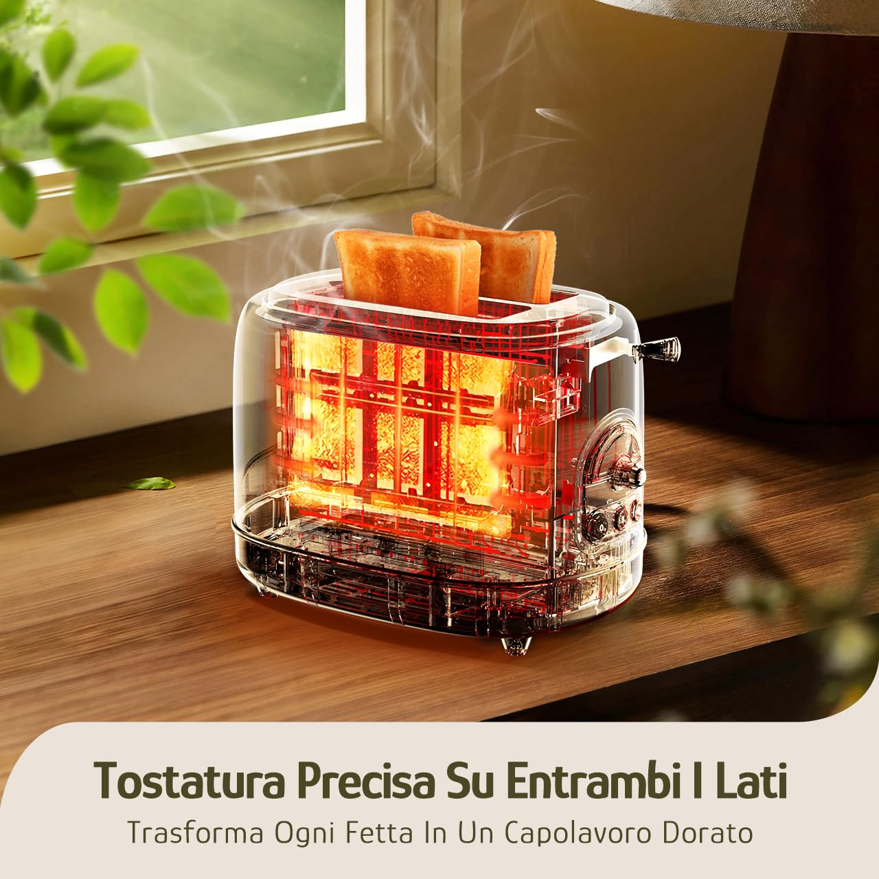 Hazel Quinn Tostapane Vintage, 2 Fette Di Pane Automaticamente Centrato, 3 Funzioni e 6 Livelli di Tostatura, Con Vassoio Per Briciole Rimovibile, 815 Watt - Giallo Stampato