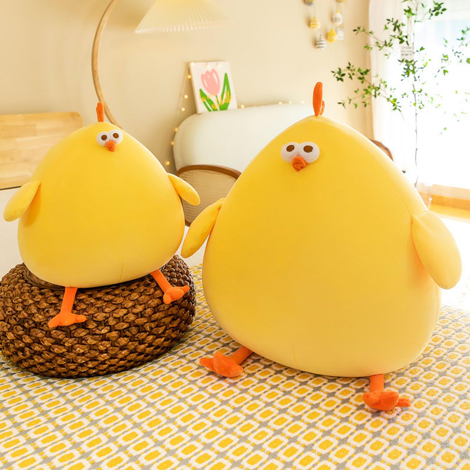 Lustige Fett Hühnchen Plüsch Kissen, Super weich gelb gefülltes Tier, süße Mutter Hühnchenpuppe für Kinder, Hals Kissen Geschenk für Jungen & Mädchen (85 cm)