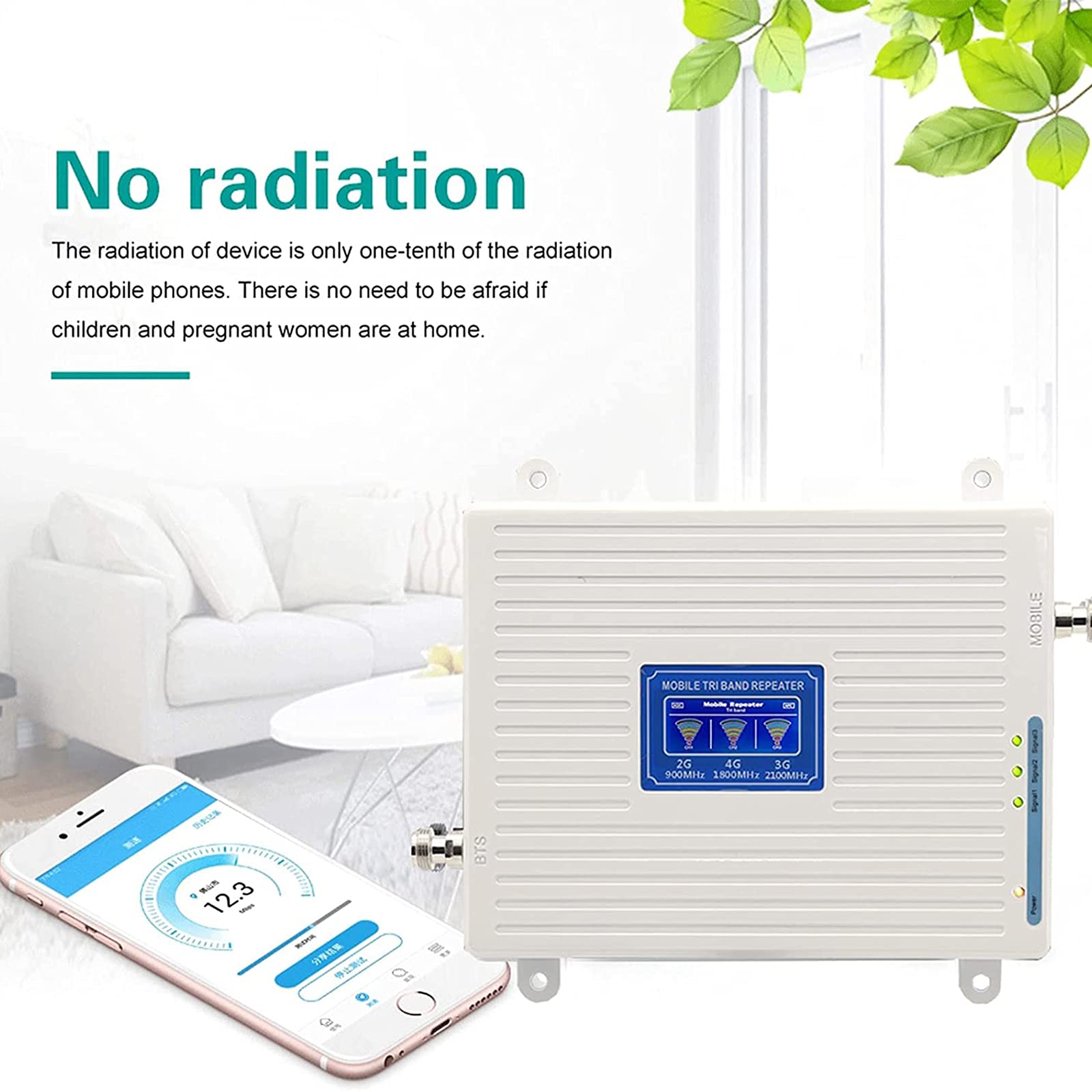 Bureau Amplificateur de Signal cellulaire Booster B8(2G) B3(2/4G) B1(3G) 900/1800/2100 MHz (Trois fréquences) Répéteur Antennes pour Multi Moblie Opérateurs