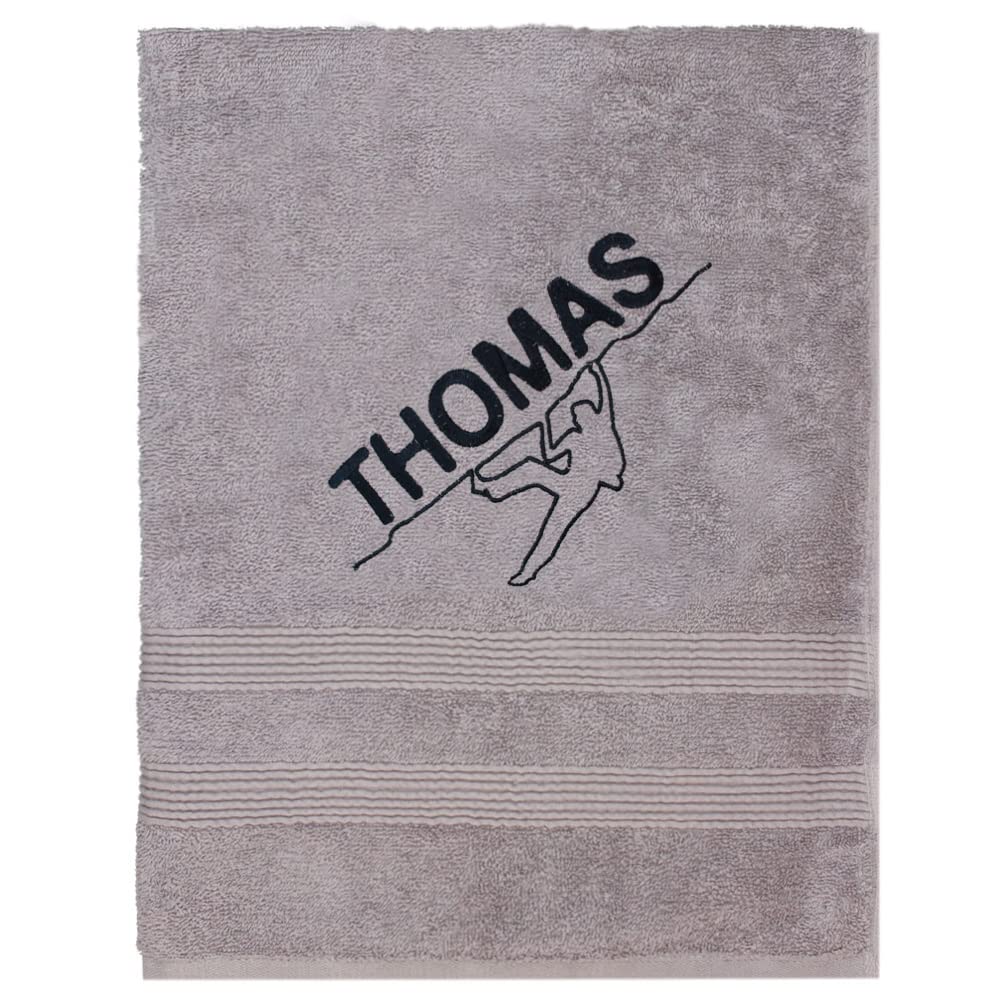 TeddyT's Personalised Grey Climbing Embroidered Bath Towel Gift