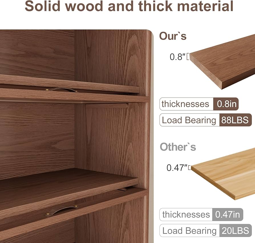 Amazon.com: AQIMUELE 5 Tier Wood Bookcase Cabinet with Glass Doors