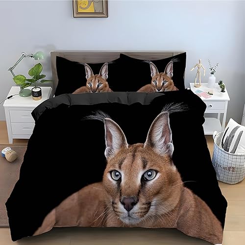 Juego de funda de edredón tamaño individual con estampado de animales, funda de edredón de microfibra suave y ligera y 2 fundas de almohada de 20 x