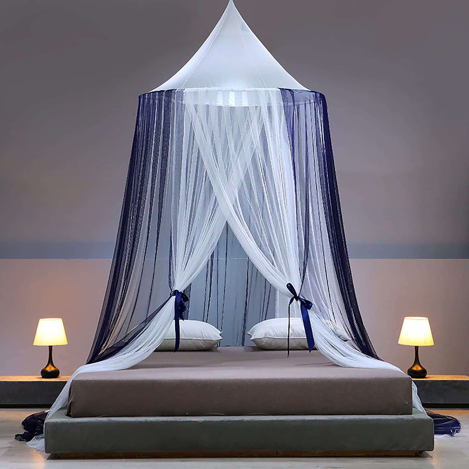 Princess Dome Moskitonetz Betthimmel, 360 ° effektiver Schutznetz Betthimmel feinste Löcher für Mädchen Kinderzimmer Bett Universalgröße,Blue01,1.2m
