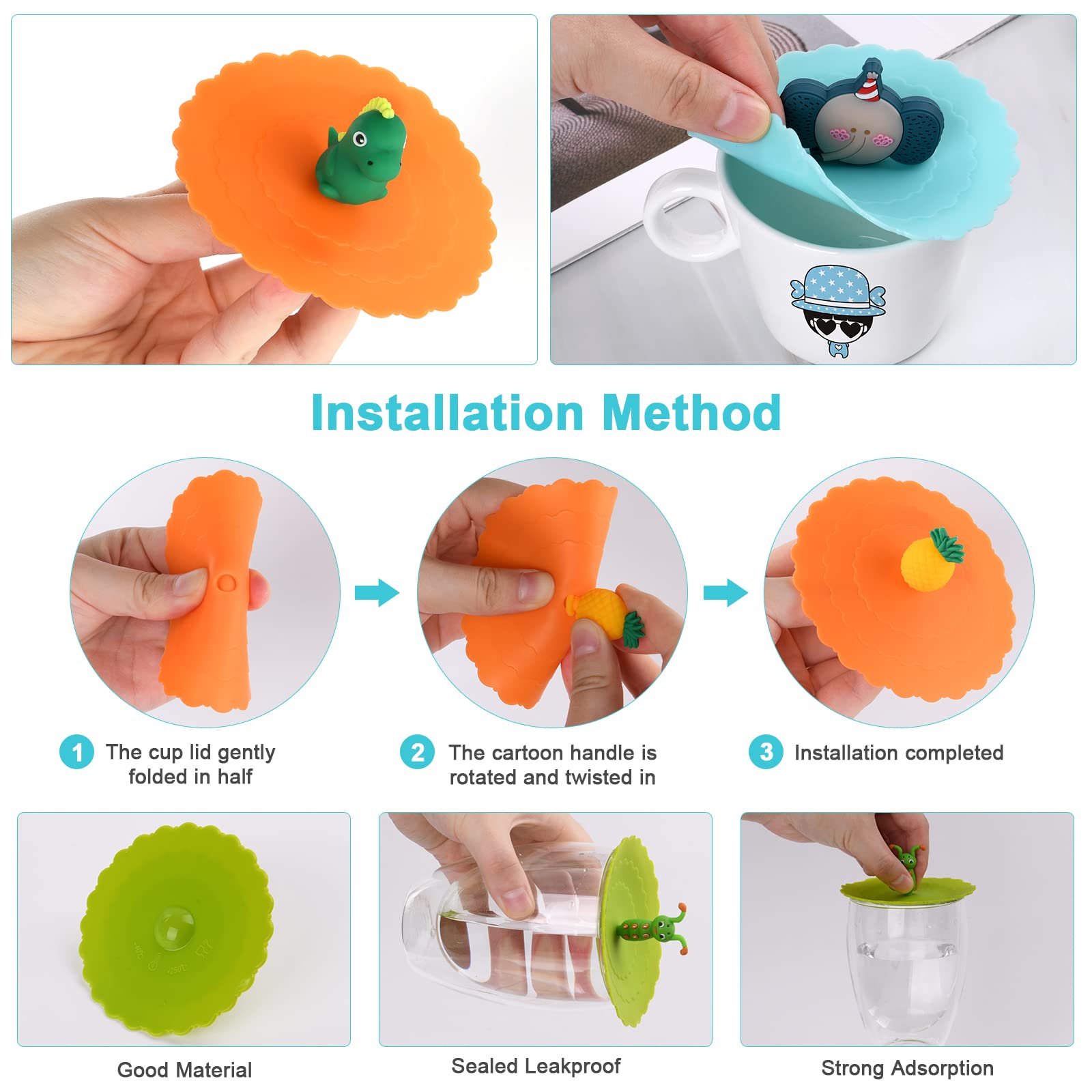 8 Coperchi In Silicone Per Tazze - Colorati, Riutilizzabili E Antiperso, Per Caffè, Birra E Vino - Foto 3