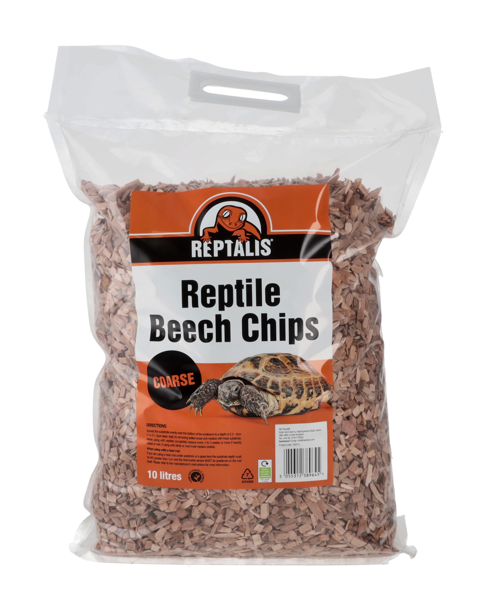Reptalis Beech Chip Substrate Coarse Grade 10L | Natural Vivarium Bedding for Corn Snakes, Ball Pythons, Tortoises, Bearded Dragons & Lizards | Hamsters | Dust-Free | Odour Absorbing | Spot-Clean Easy