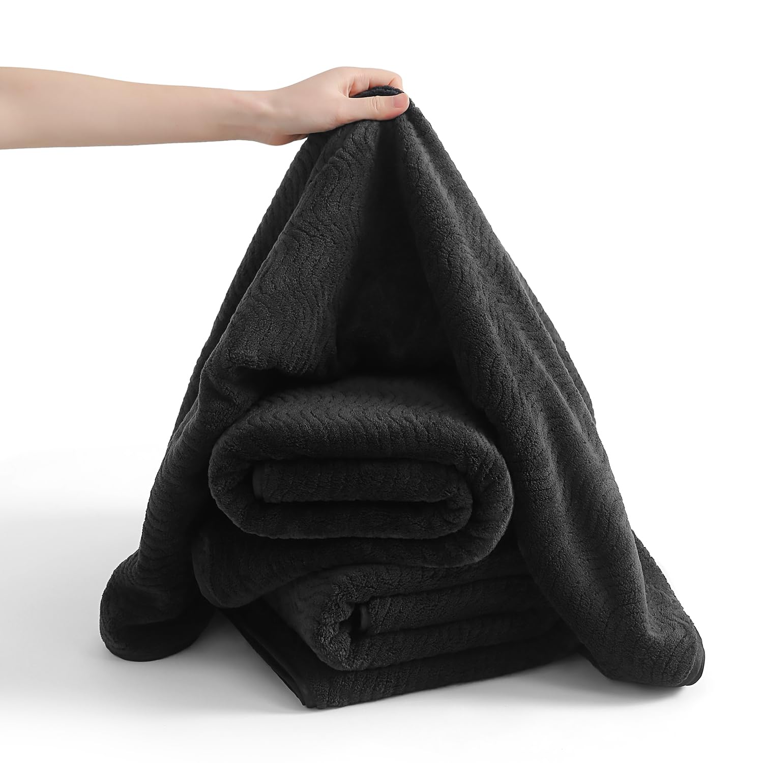 Juego de 4 Toallas de baño de Gran tamaño de 35 x 70 Pulgadas, Color Negro, Toallas de baño extragrandes, Altamente absorbentes, de Secado rápido, para baño, SPA, Gimnasio, Hotel, Toalla de Ducha de