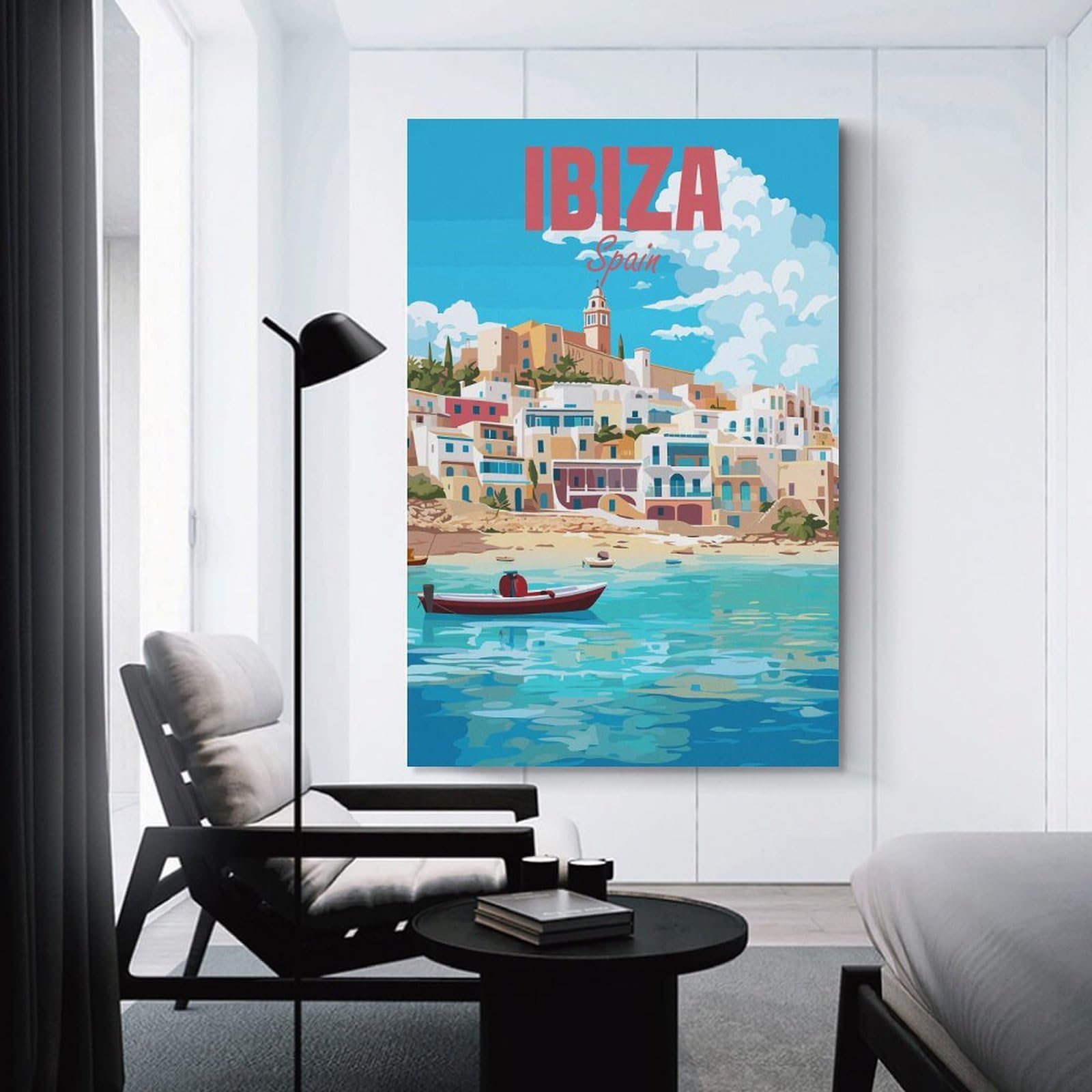 Junmoney Ibiza Spain Travel Room Decor Wall Art 20x30inch(50x75cm), for Corridors, Hallways Or Apartment Entries, Decorative Wall Art for Narrow Spaces