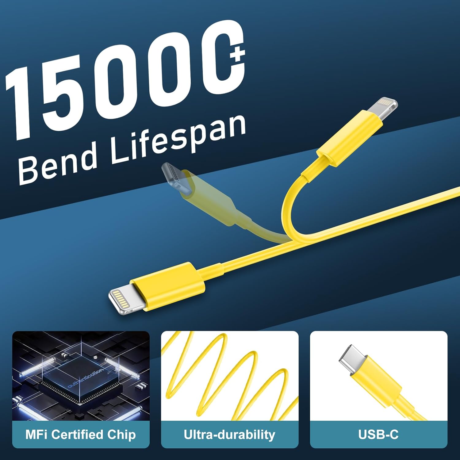 Phone 14 13 12 11 Fast Charger,10FT Long Phone Chargers Fast Charging Lightning Cable with 20W USB C Charger Block for Phone 14/14 Pro Max/13/13 Pro Max/12/12 Pro Max/11/11Pro/XS/Max/XR/X,Pad,Yellow