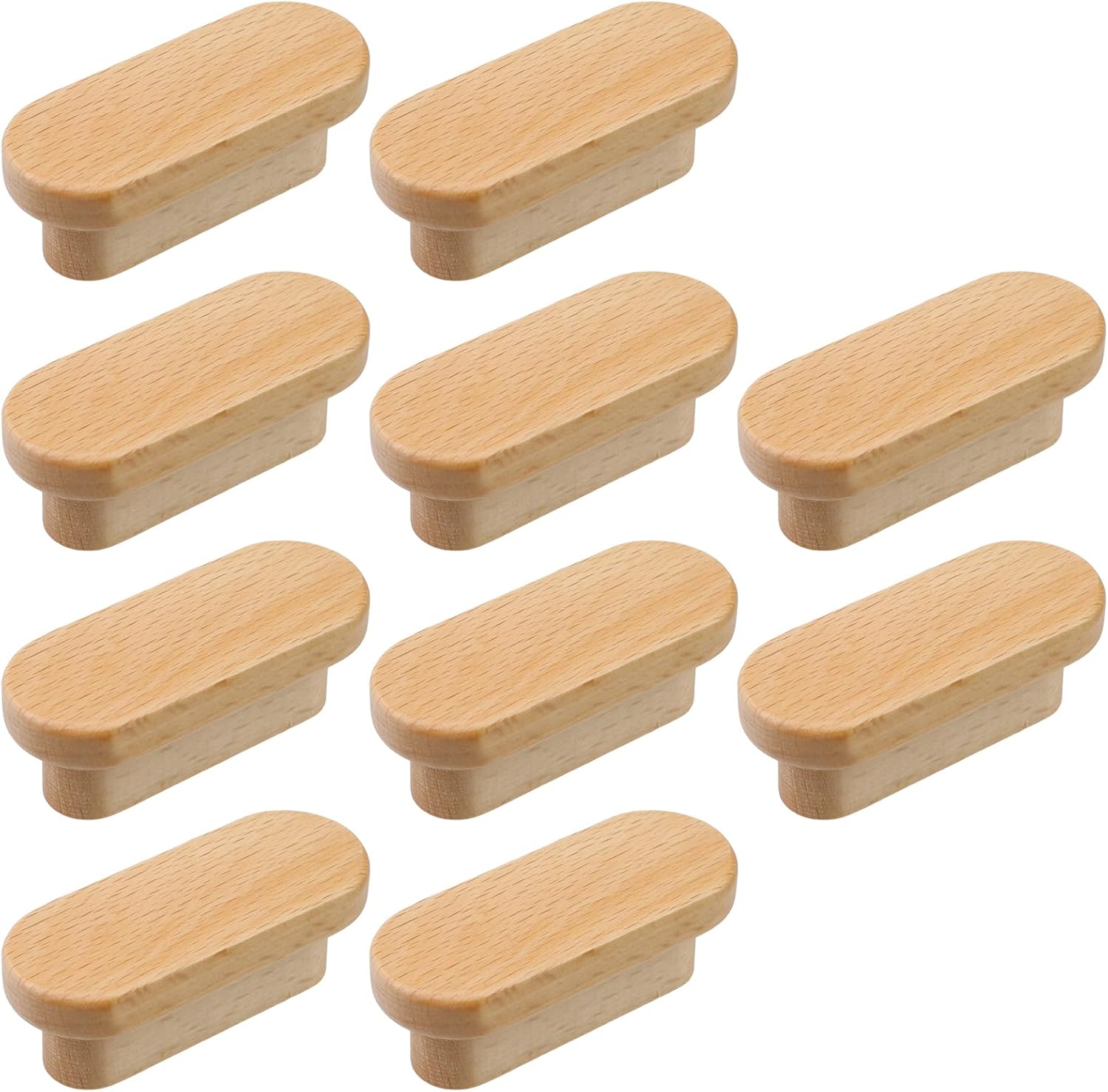 10Pcs Cabinet Pulls T Shape Wood Pulls Simple Style Wardrobe Handle 1.25 Inch Hole Center Beech Wood Pulls