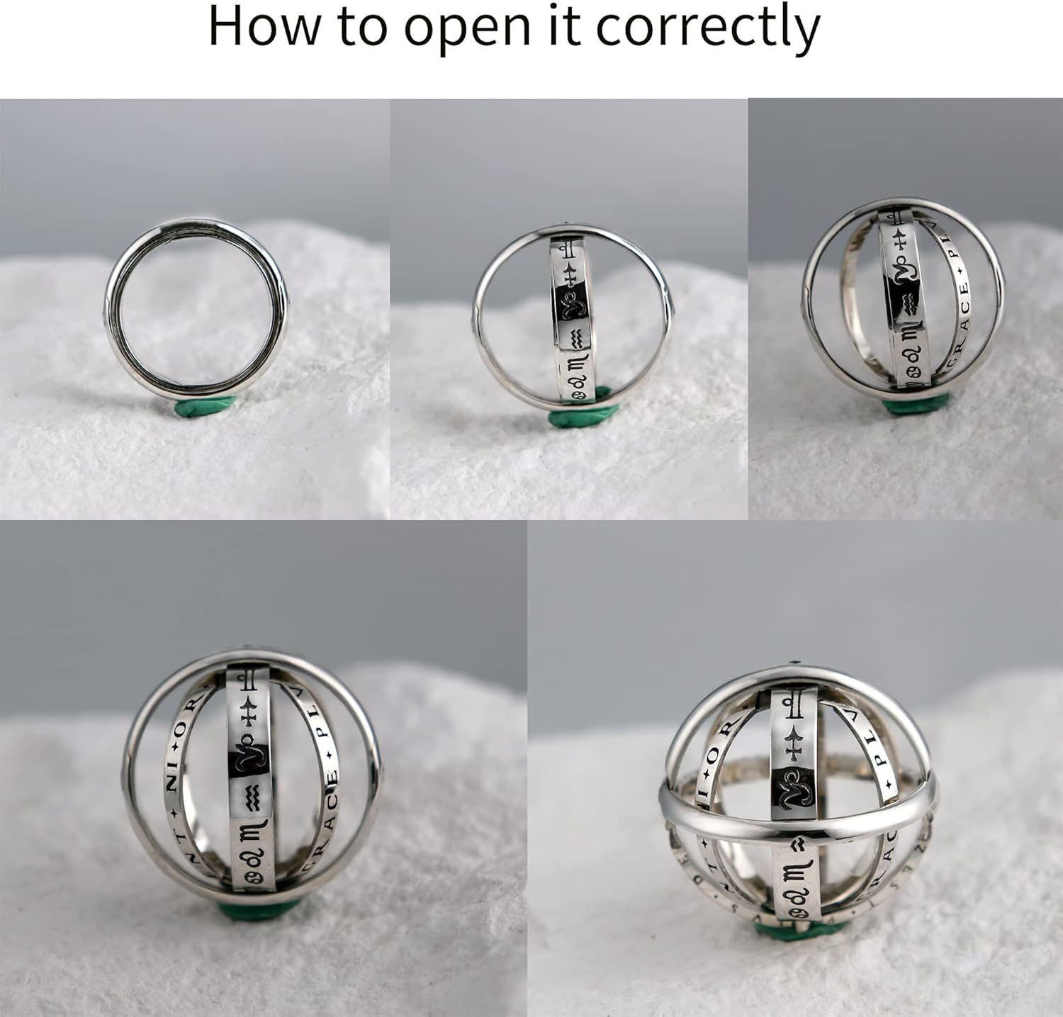 Personalized Astronomical Ring/Birthday Zodiac Ring/Sterling Silver &Brass&Enamel