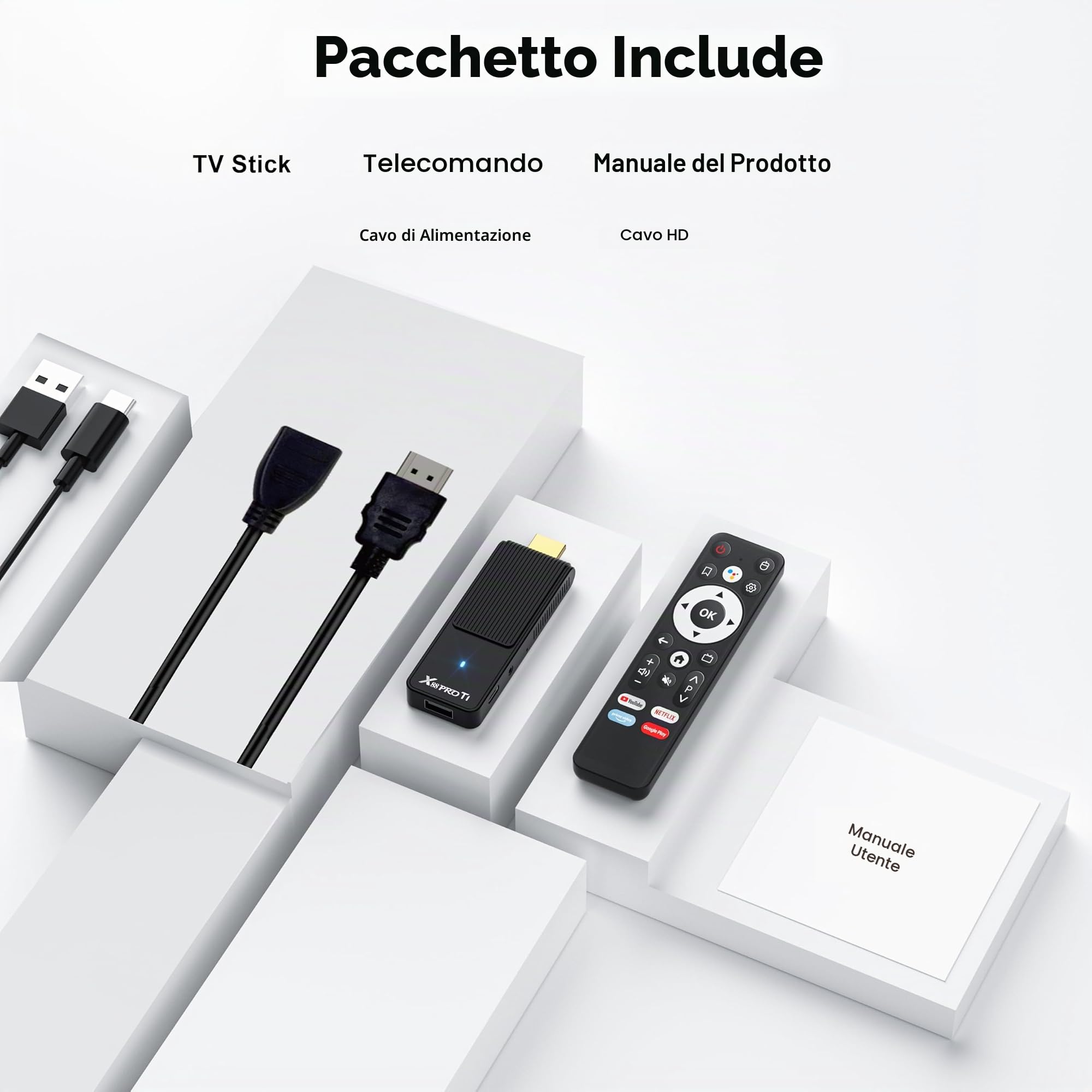 Android TV Stick 14.0 Ultima Versione 2026 4K Ultra HD TV Stick Box 2 GB RAM 16 GB ROM RK3518 CPU Supporta WiFi 6 BT 5.0 2,4/5 GHz, HDR10 Smart Streaming Media Player con Telecomando Vocale Assistente