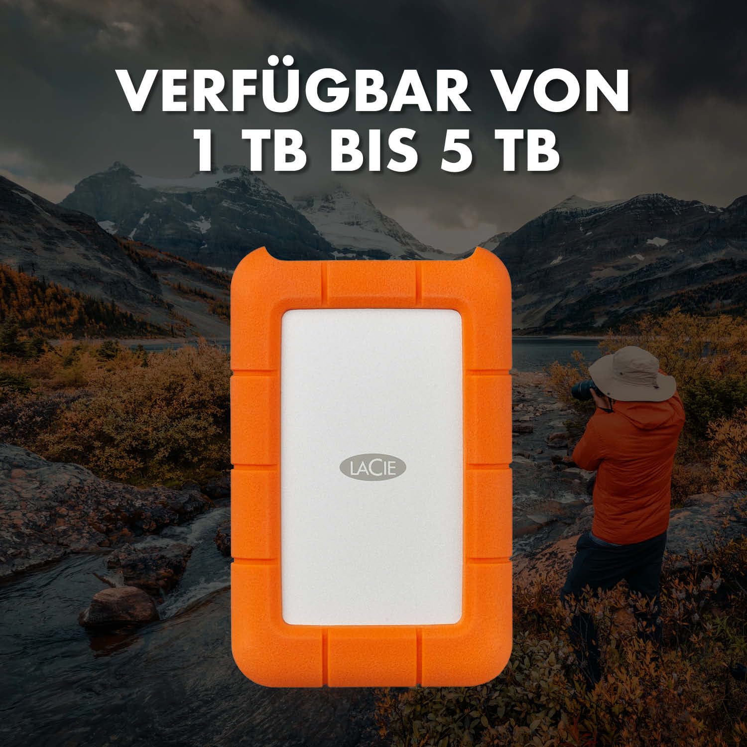 LaCie Rugged Mini 4TB tragbare externe Festplatte, 2.5 Zoll, PC & Mac, inkl. USB-C w/o USB-A Kabel, Data Rescue Service (LAC9000633)