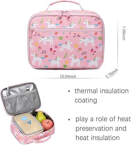 Miniatura 6 de Abshoo Lindas mochilas ligeras para niños y niñas, mochila preescolar con bolsas de almuerzo, Unicornio rosa a, S
