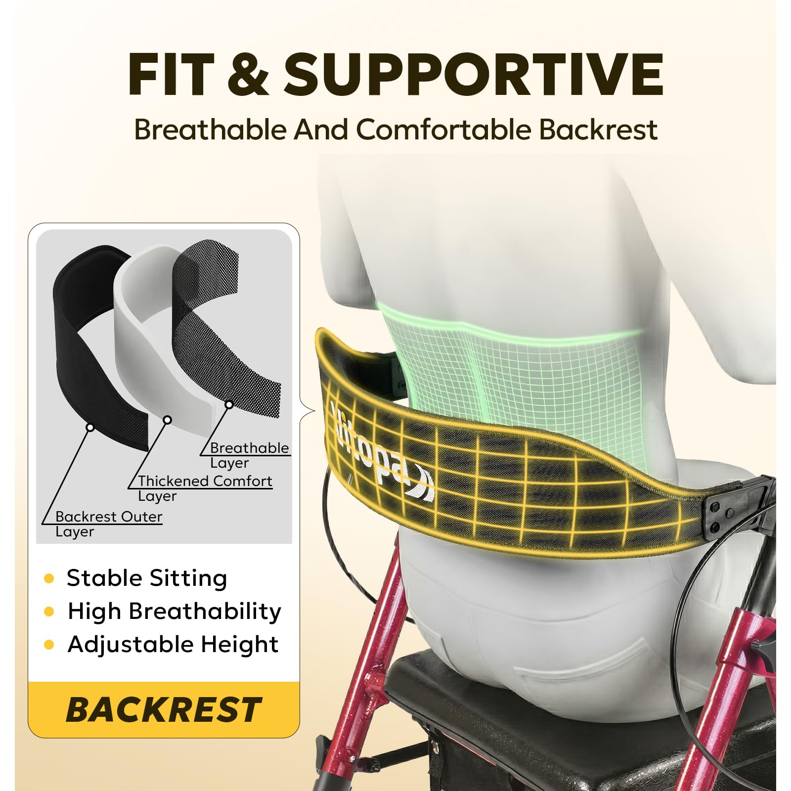 Vitopa Rollator Walker - Ultra Stable & Foldable -3