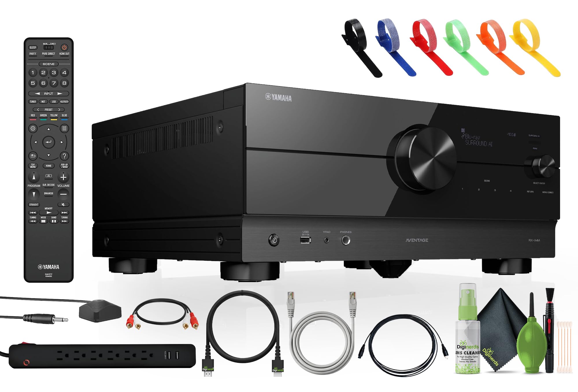 Yamaha RX-A4A AVENTAGE 7.2-Channel Surround Sound Network AV Receiver MusicCast Built-in Wi-Fi and Bluetooth Streaming Home Theater System Bundle with