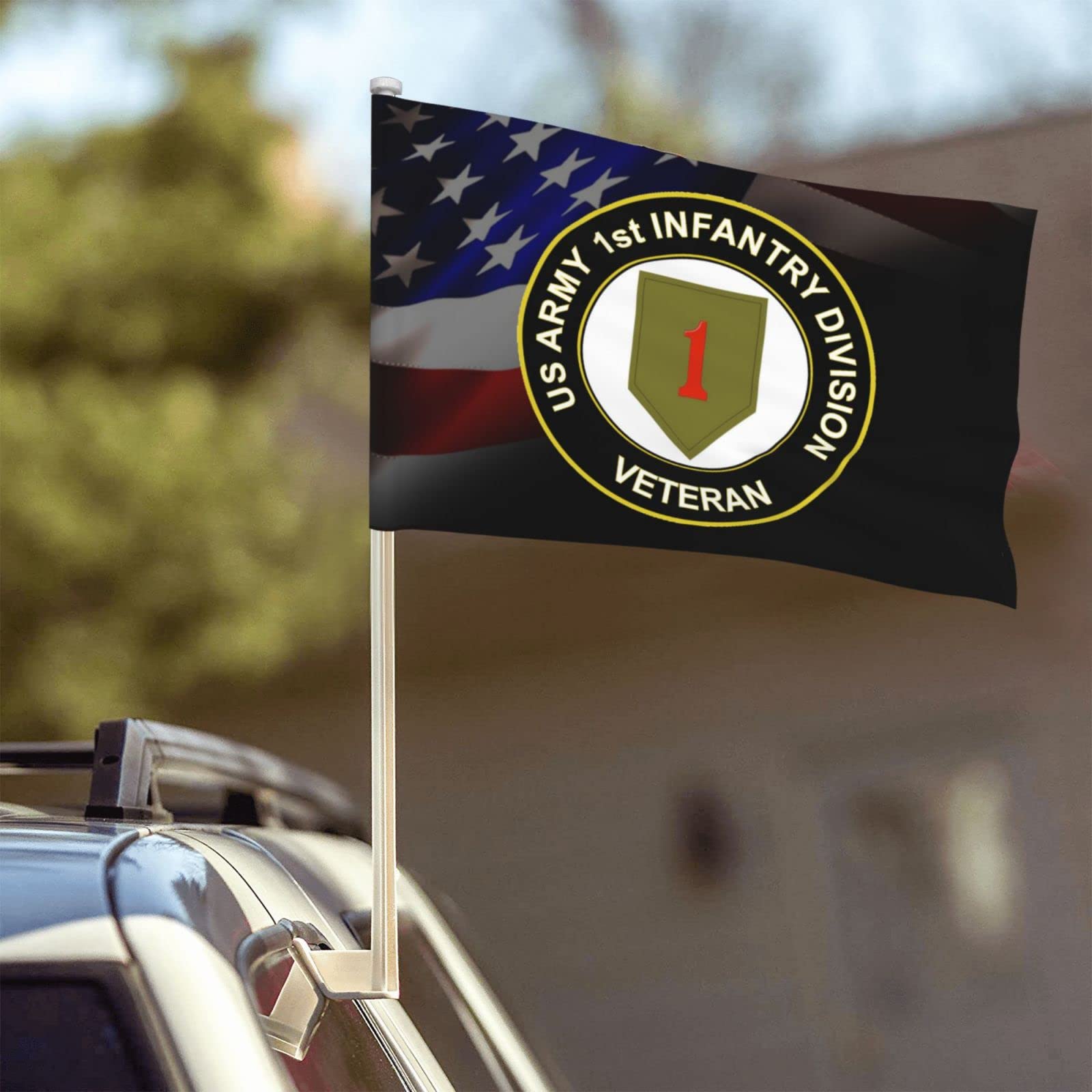 US Army Veteran 1st Infantry Division 100% Polyester Fabric With Printing For Indoor Outdoor Decoration