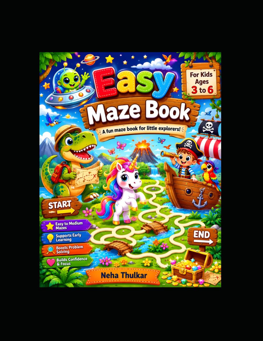 Easy Maze Book for Kids Ages 3-6: Fun and Educational Maze Activities for Preschoolers | Easy to Medium Mazes for Early Learning, Problem Solving, Hand-Eye Coordination & Brain Development