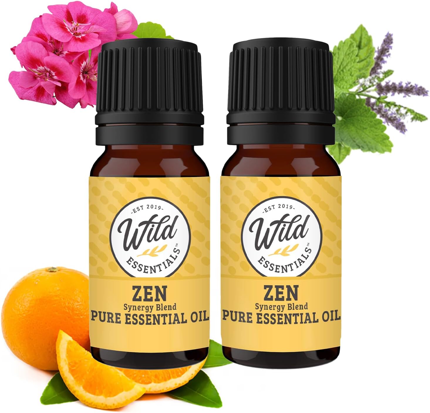 Wild 100% Pure Therapeutic Grade Zen Oil Blend Combo for Aromatherapy Diffusers - Two 10 ml Bottles - New Look! Same Great Blend! Made in the USA