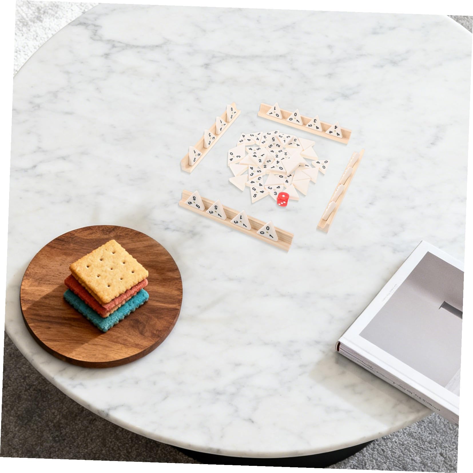GALPADA Dreieckiges Domino Spielset 1 Satz mit Holzhaltern, Reisetauglich | Trianguläre Spielsteine, Zubehöretui aus Polyester, für Zuhause und Tischrunden, für Kinder und Erwachsene