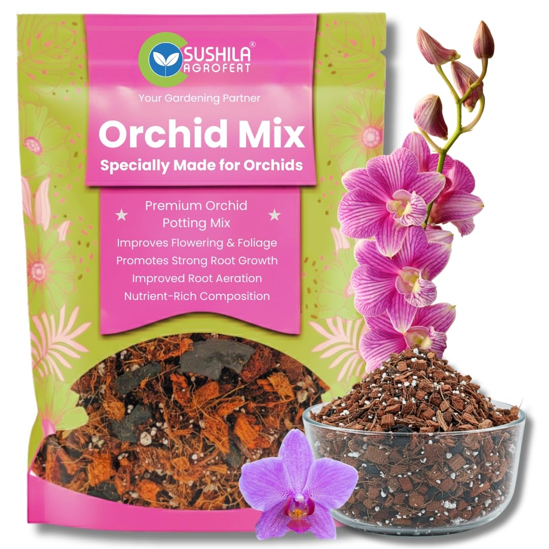 Orchid Potting Mix 1KG | Chunky Orchid Potting Soil Mix for Healthy Roots & Flower Boost | Growth Booster Hydroponics & Soil Amendment for Indoor & Outdoor Orchids Drainage-Aeration
