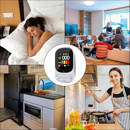 Miniatura 3 de Paquete de 2 Detectores de monóxido de carbono 4 en 1, detector de fugas de gas natural, enchufable con batería de respaldo, pantalla digital HD