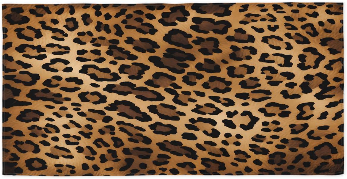 Beach Towel 61 x 31, Retro Animal Leopard Print Quick Dry Bath Towels, Super Absorbent Oversized Towels for Bathroom Pool Swim Travel Vacation