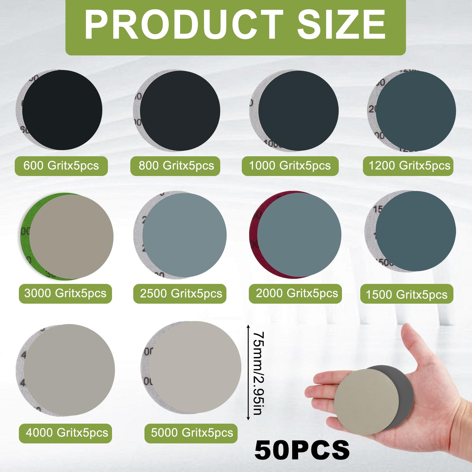 Lot De 50 Disques Abrasifs 75 Mm - Grains 600 à 5000, Pour Ponçage Métal, Bois, Polissage Miroir