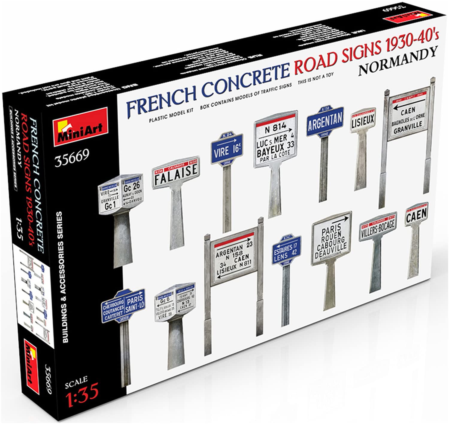 Miniart 1:35 - Concrete Signs France 1930-40's Normandy, Un-painted