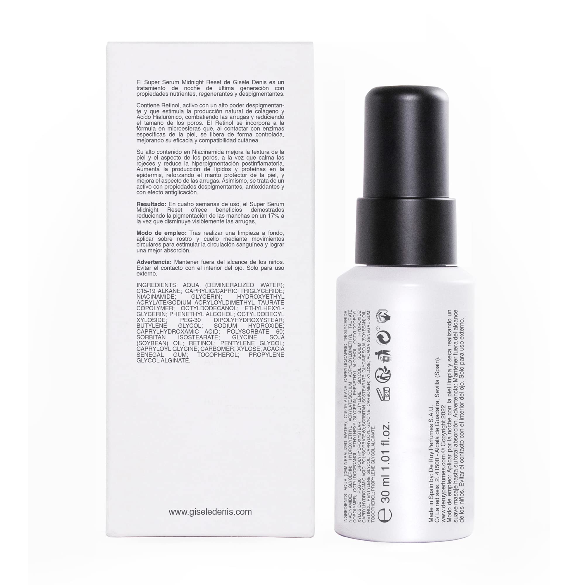 GISÈLE DENIS - Pack Super Serums Facial Dia y Noche, Morning Glory 30 ml + Midnight Reset 30 ml, Serum para la Cara con Ácido Hialurónico y Retinol, Rutina Cuidado Facial, Cuidado Piel.