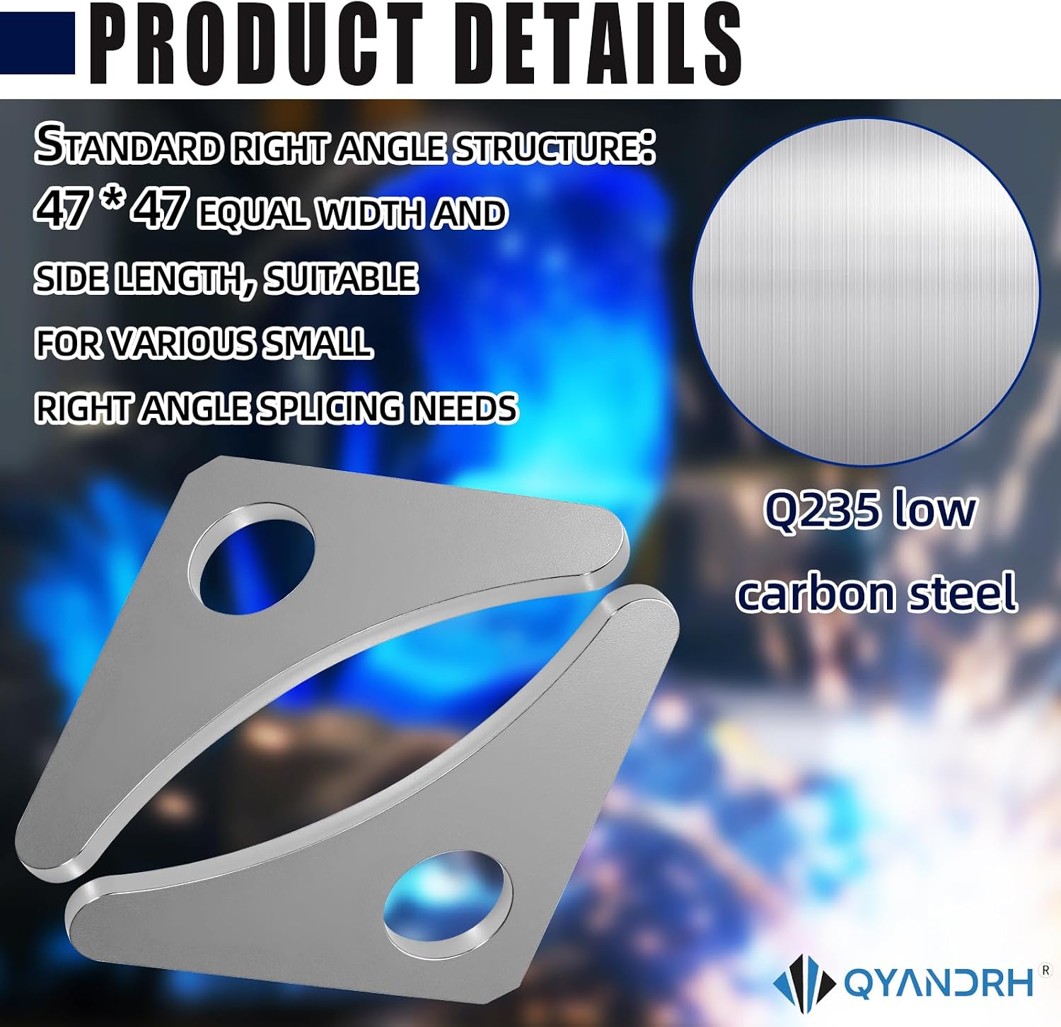 10-Pcs Weld-On Tabs 1/2"-Hole Steel Gusset (1-7/8"×1-7/8"×1/8") – Heavy-Duty Triangle Shock Mounts for Automotive & Structural Reinforcement