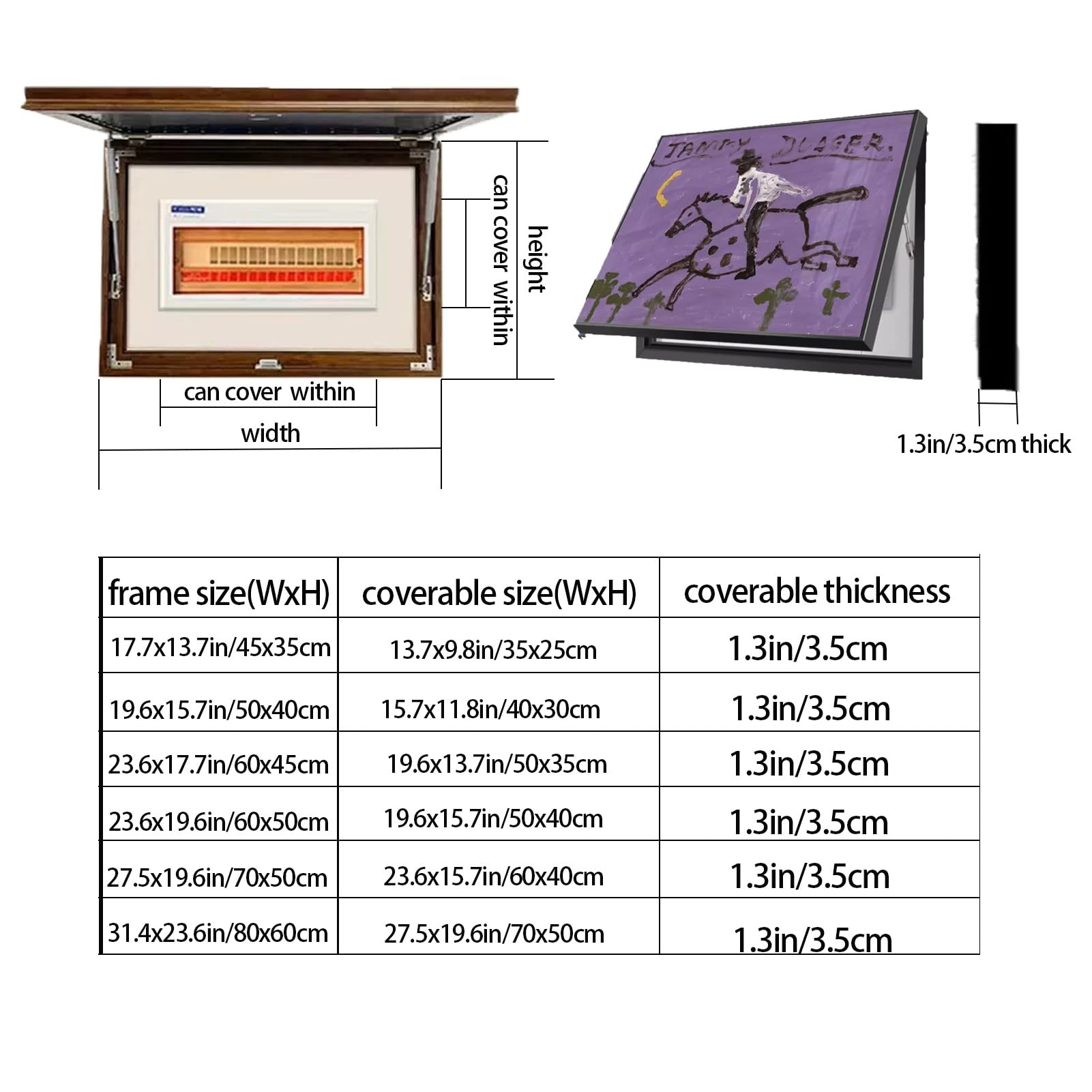 Cubierta Mural Caja Interruptor, Cubierta Para Caja de Fusibles | Gabinete de la Cubierta de la Caja de Fusibles, Panel EléCtrico for ei Dormitorio del Pasillo(Style B,17.7x13.7in/45x35cm)