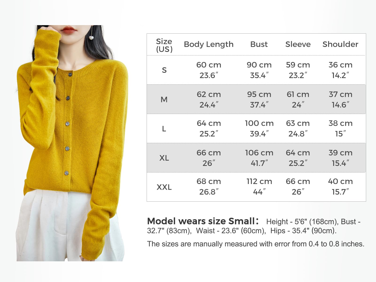 Chanyarn Cardigan Girocollo da Donna 100% Lana Merino Primavera Maniche Lunghe Senza Cuciture Maglia Cardigan Maglione