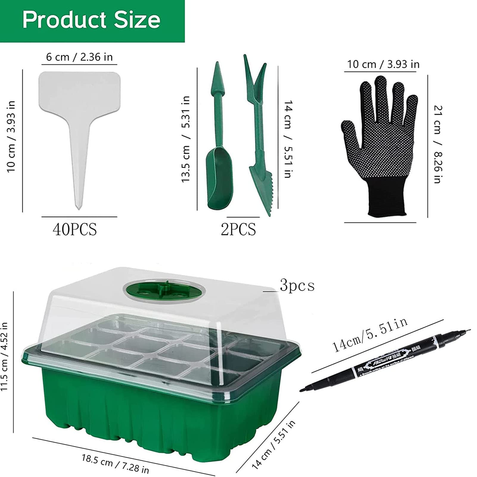 3 Set Bandejas de Semilleros,Bandejas de Germinación para Invernaderos,Mini Invernadero Bandejas de Cultivo Germinación,Ideal para Cultivo de Semillas y Plantas