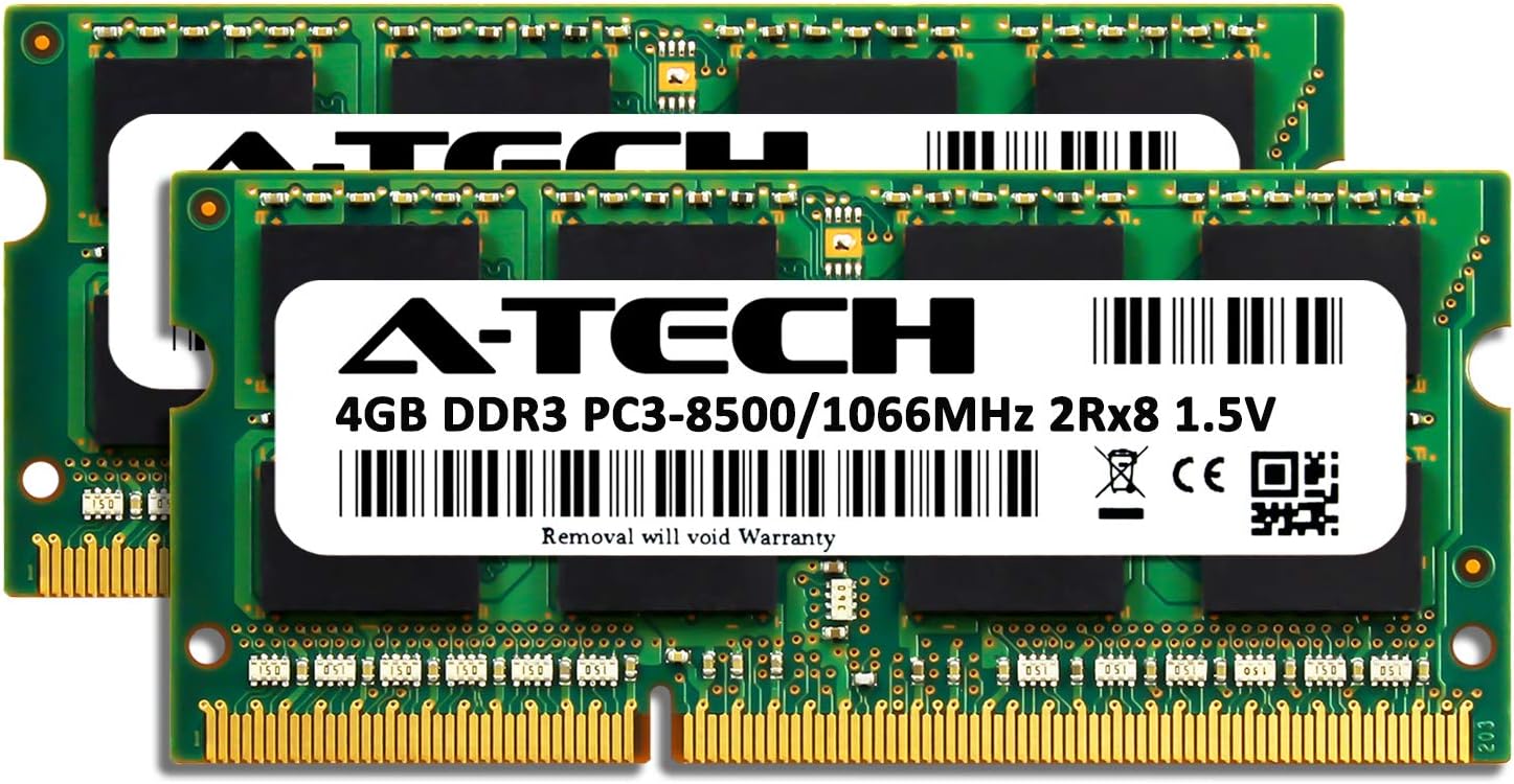 A-Tech 8GB Kit (2x4GB) RAM for Dell Latitude E6410, E5520M, E5510, E5420M, E5410, E4310, E4300, E4200 Laptop | DDR3 1066 MHz SODIMM PC3-8500 Memory Upgrade