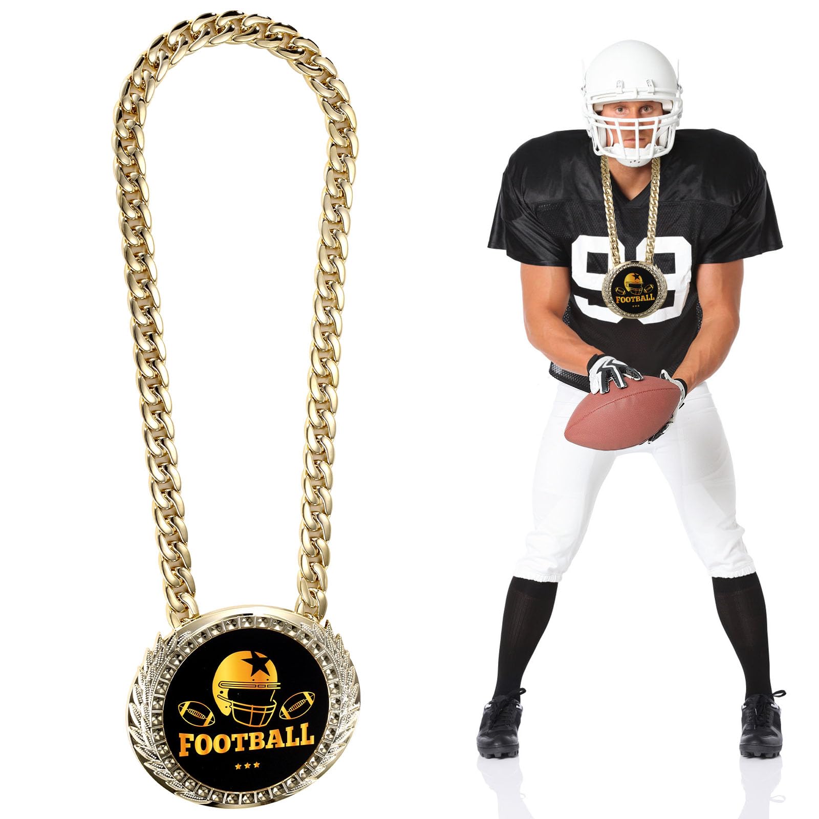 Penitue Greatest of All Time Turnover Chain, 6in/15cm Big Gold Goat MVP Medal Necklace Funny Champion Player of The Game Chain Award for Sports Trophy Prize Gifts — view 8