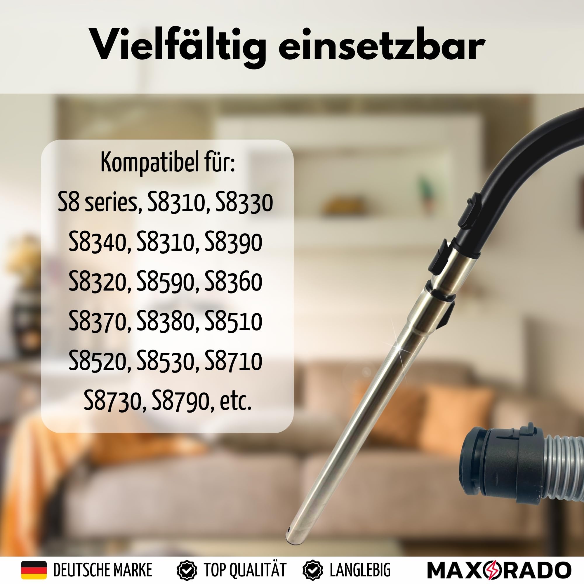 Rura + Uchwyt + Wąż do odkurzacza kompatybilny z Miele S8340 S8320 S8310 S8350 S8360 S8370 S8380 S8630 S8730 S8510
