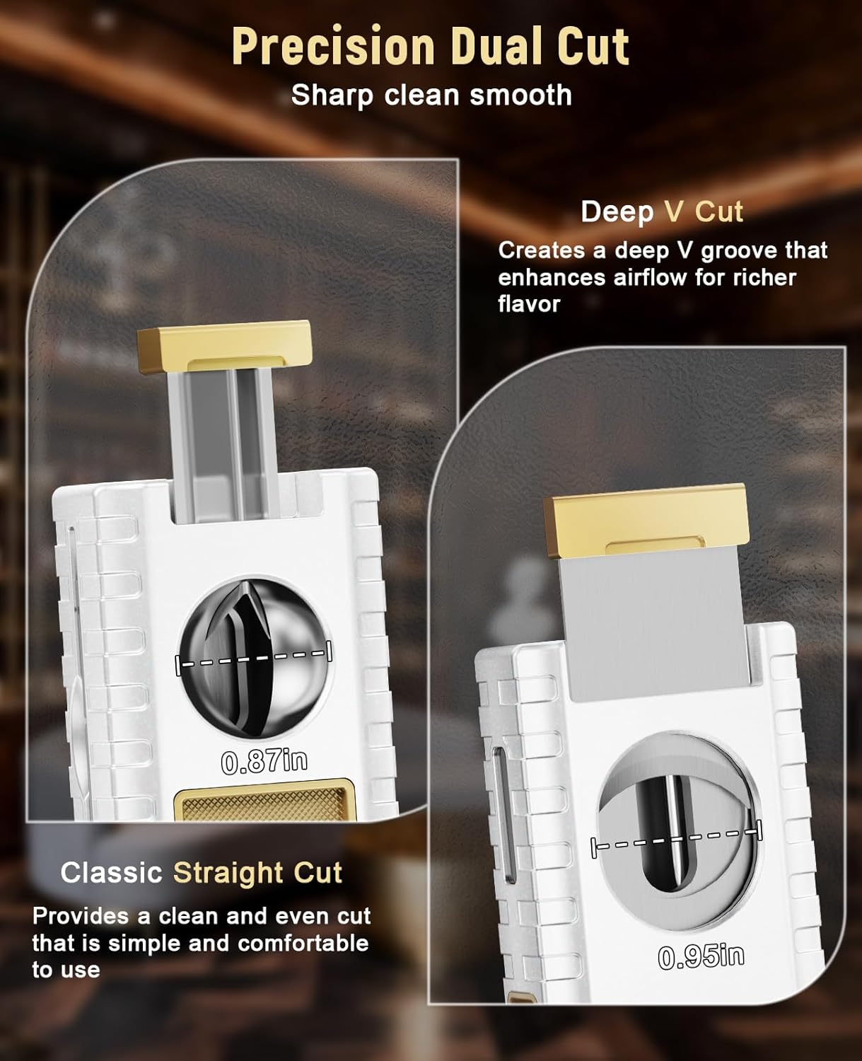 6-in-1 Torch Lighter with V Cutter, Straight Cutter, Punch, Holder, Draw Enhancer & Triple Windproof Flame, Refillable Butane Lighter for Candle, All-in-One Cool Lighters Birthday Gifts for Men