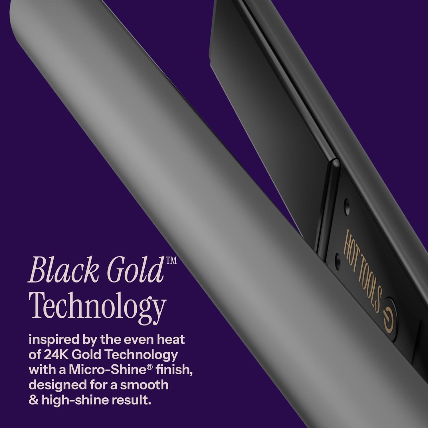 HOT TOOLS Pro Artist Black Gold Ionic 1 Inch Flat Iron - Use as Straightener for Sleek Straight Hair or Use Rounded Edges for Shiny Curls and Waves, Stylist-Preferred Styles - Image 2
