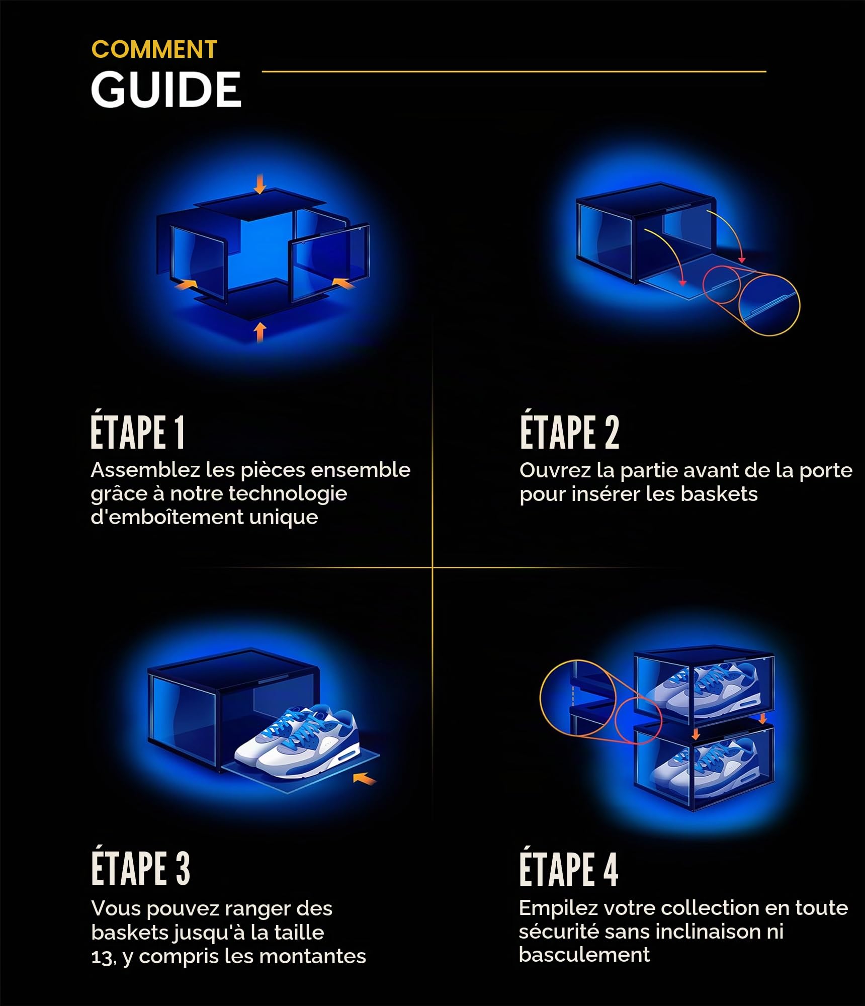Crep Protect Boîte à chaussures - Basket caisses de stockage ultimes 2.0 - Organisateur de chaussures (2 caisses par paquet)
