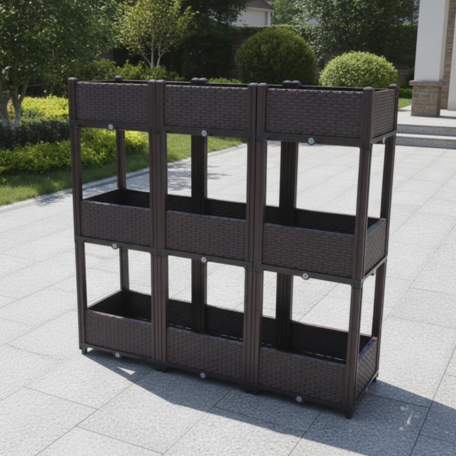 Fioriera Effetto Rattan Durevole Fioriera a Cassetta Leggero Vaso Rettangolare per Appassionati di Giardinaggio, Orto Domestico, 120 40 112CM