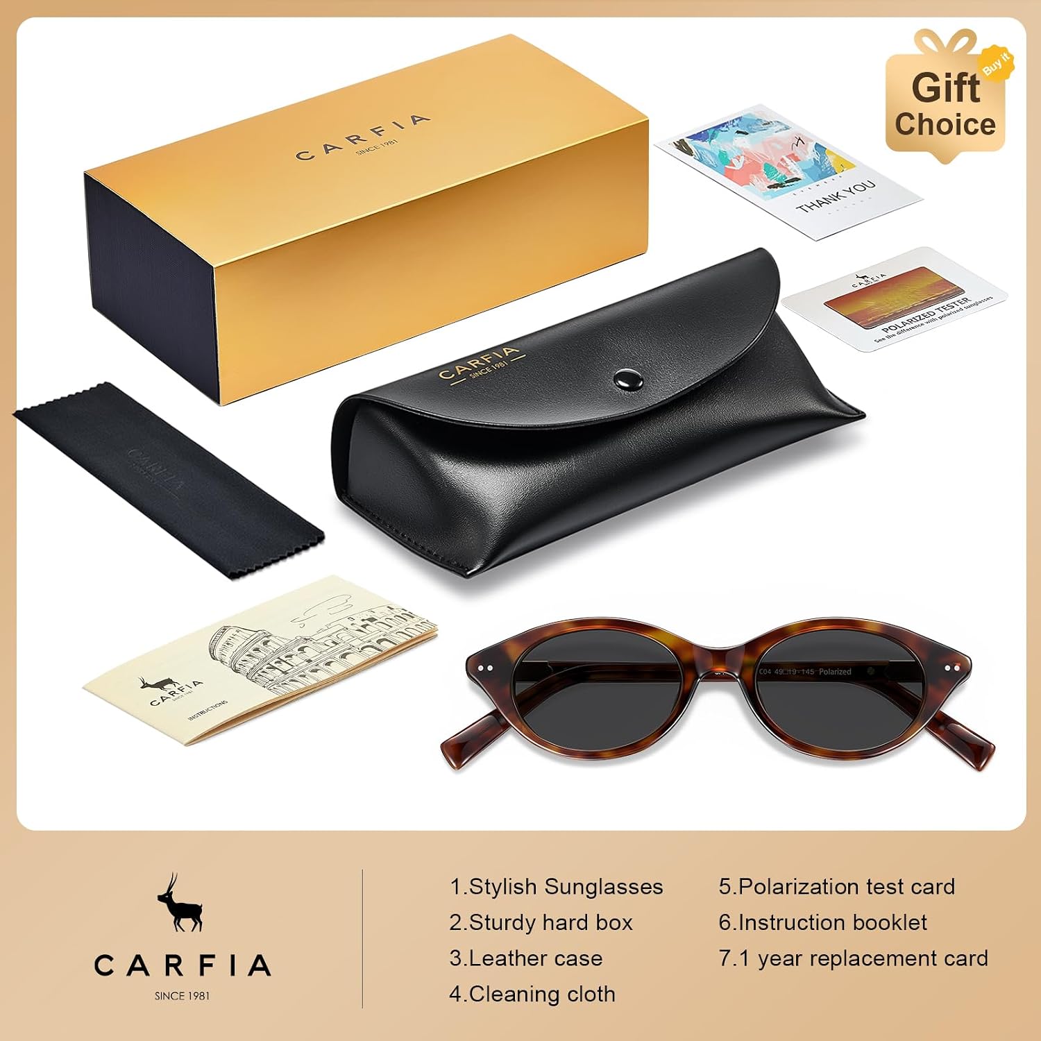 CARFIA Acetate Oval Womens Polarized Sunglasses UV Protection Trendy Designer Retro Handmade Shades Fit Most Face Shapes
