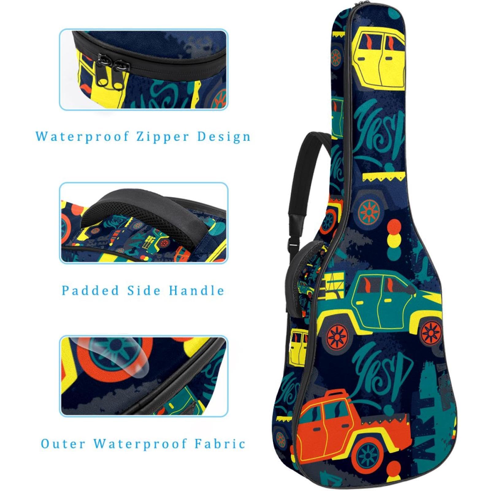 Torba na gitarę akustyczną wodoodporny plecak na gitarę grubo miękko wyściełany samochód klasyczna obudowa na gitarę, wielobarwny, 42.9x16.9x4.7 in, Organizer do torby