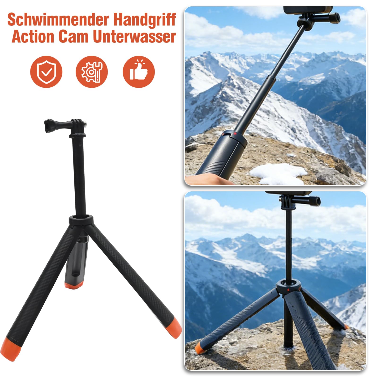 61 cm pływający uchwyt Action Cam pod wodą, statyw do selfie, z adapterem do mocowania aparatu, pasek na rękę, do GoPro 13 12 11 10 9 8 7 6 5 4, akcesoria do fotografii nurkowej
