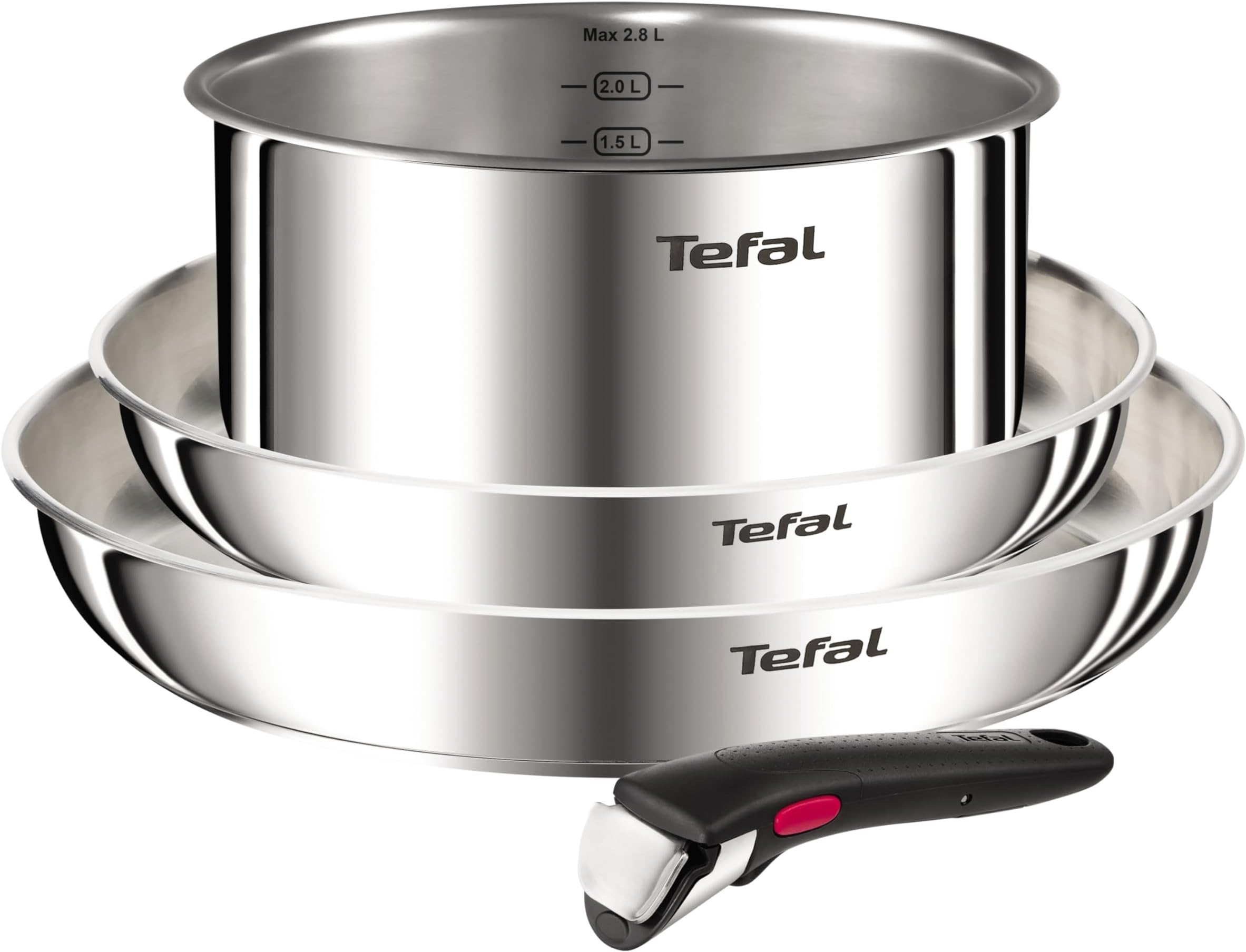 Ingenio Emotion, 4-Piece Cookware, Stainless Steel, Removable Handle, Stackable Design, Induction, L896S453