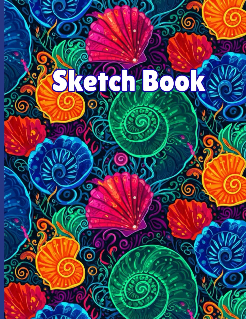 Carnet de dessin coquillage pour fille de 5 à 8 ans 110 pages grand format 22x28 cm