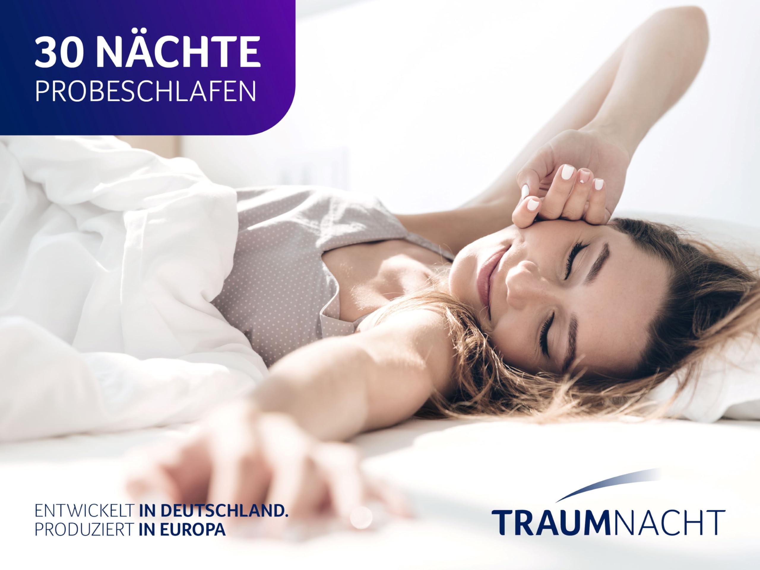 Traumnacht Komfort Daunenkissen mit hochwertiger Halbdaunenfüllung und daunendichtem Bezug aus 100% Baumwolle, Öko-Tex zertifiziert 80 x 80 cm, produziert nach deutschem Qualitätsstandard