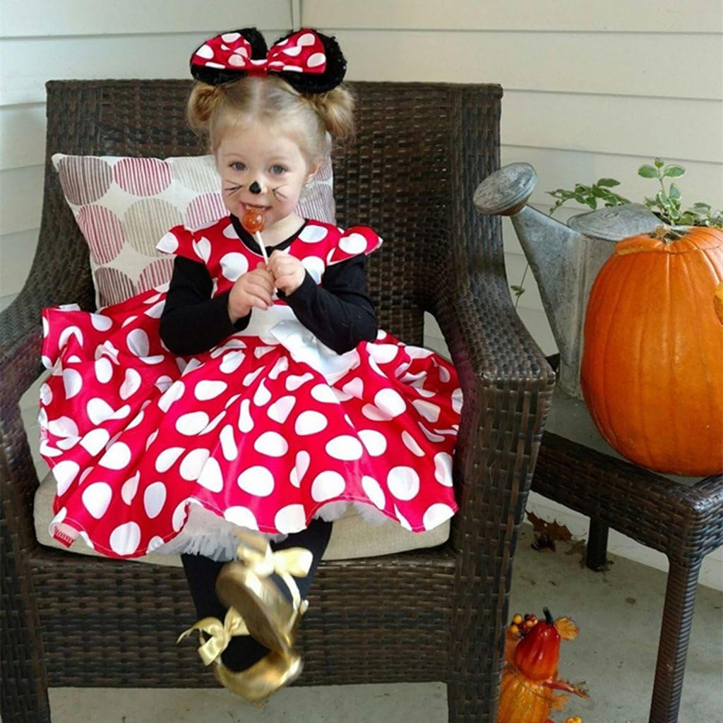 DreamHigh Girls Toddlers Cap Sleeves Skirt Vintage Polka Dot Dress with Headband