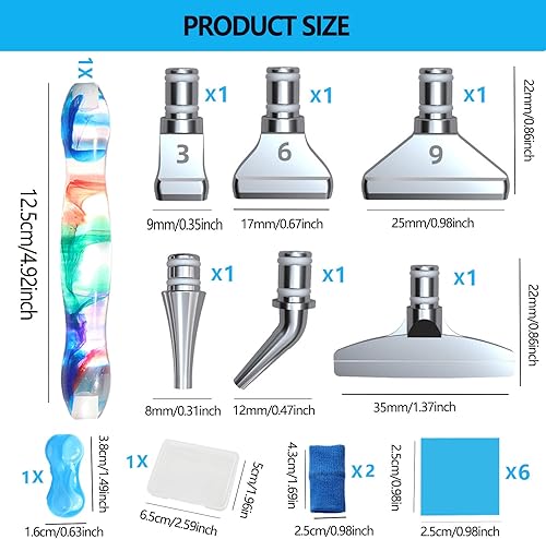 Miniatura 3 de Kit de 17 accesorios y herramientas de pintura de diamantes coloridos, bolígrafo de resina de diamante, 6 ceras de pintura, 6 puntas de acero