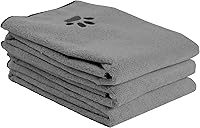 Ritz Premium Embroidered Microfiber Pet Towels 3-Pack, 18x28 Grey - Super Absorbent, Fast-Drying, Hair-Trapping Dog Cat Towels